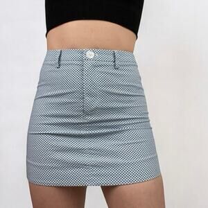 Sky and Sparrow Blue & White Patterned Mini Skirt